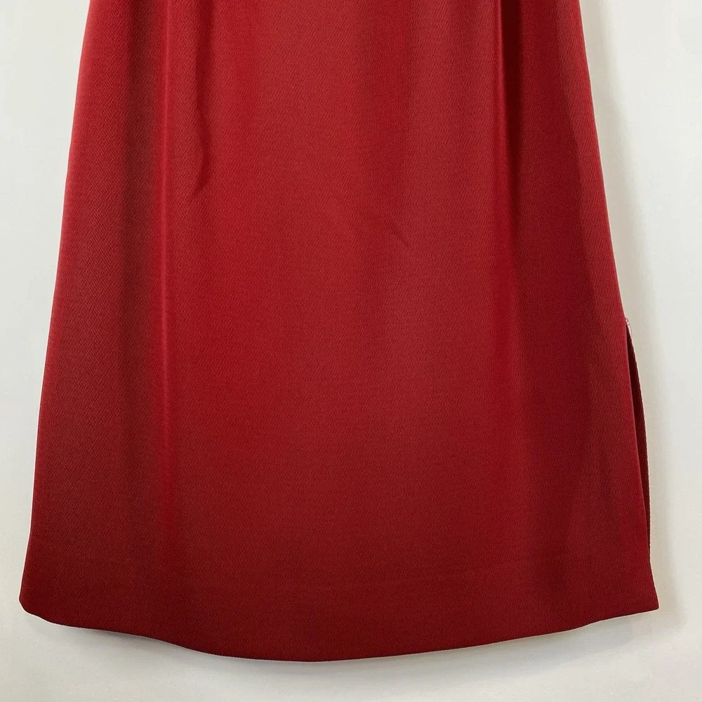Travis Ayers Women's Pencil Midi Skirt Red Sz 8 Slit Classic Modest Professional